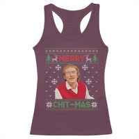 Funny Chit Christmas Merry Chit-Mas Racerback Tank Top Retro Holiday Humor - Wonder Print Shop