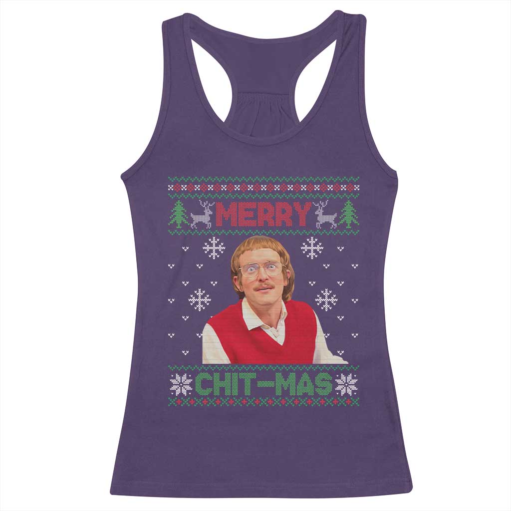 Funny Chit Christmas Merry Chit-Mas Racerback Tank Top Retro Holiday Humor - Wonder Print Shop