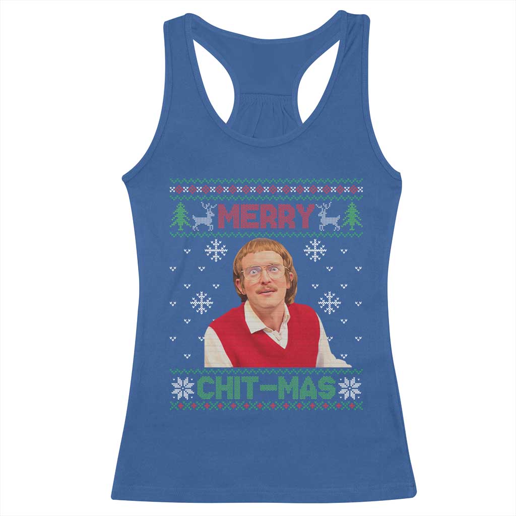 Funny Chit Christmas Merry Chit-Mas Racerback Tank Top Retro Holiday Humor - Wonder Print Shop