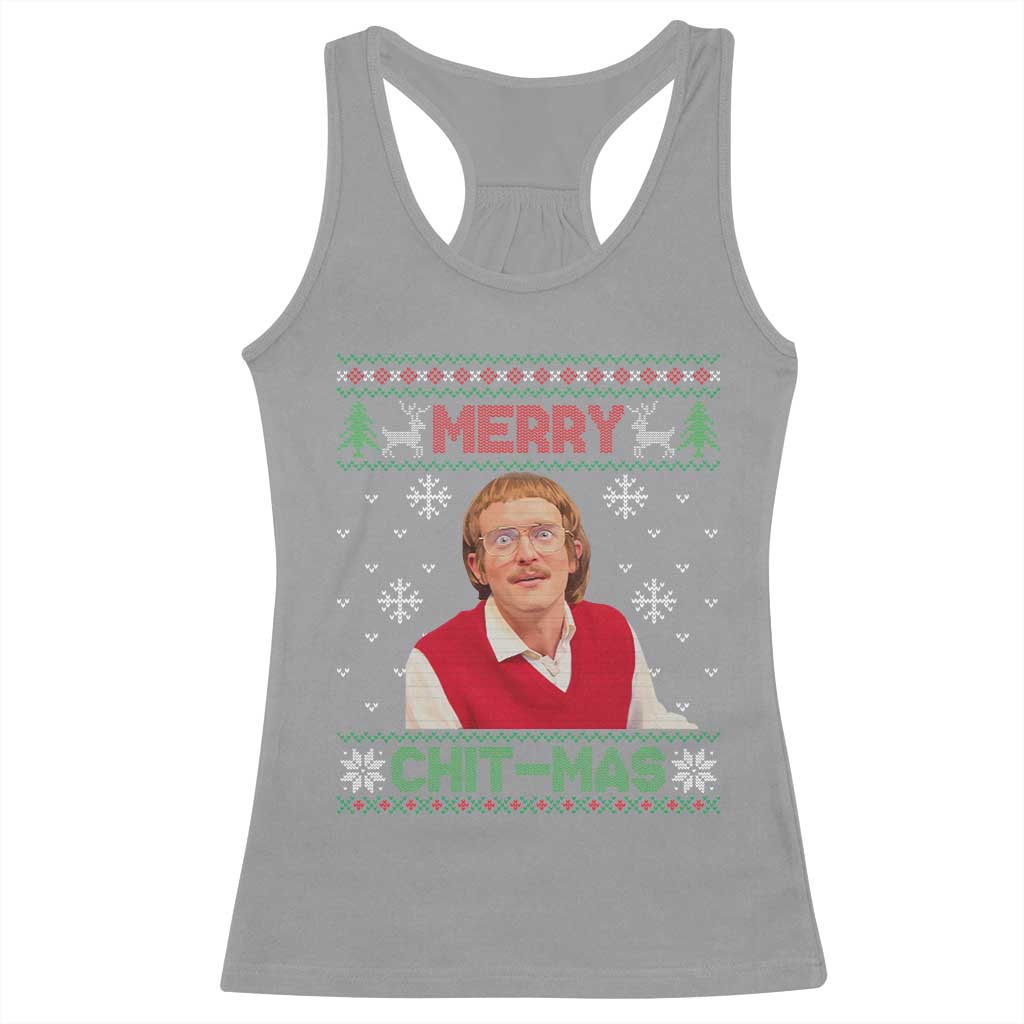 Funny Chit Christmas Merry Chit-Mas Racerback Tank Top Retro Holiday Humor - Wonder Print Shop