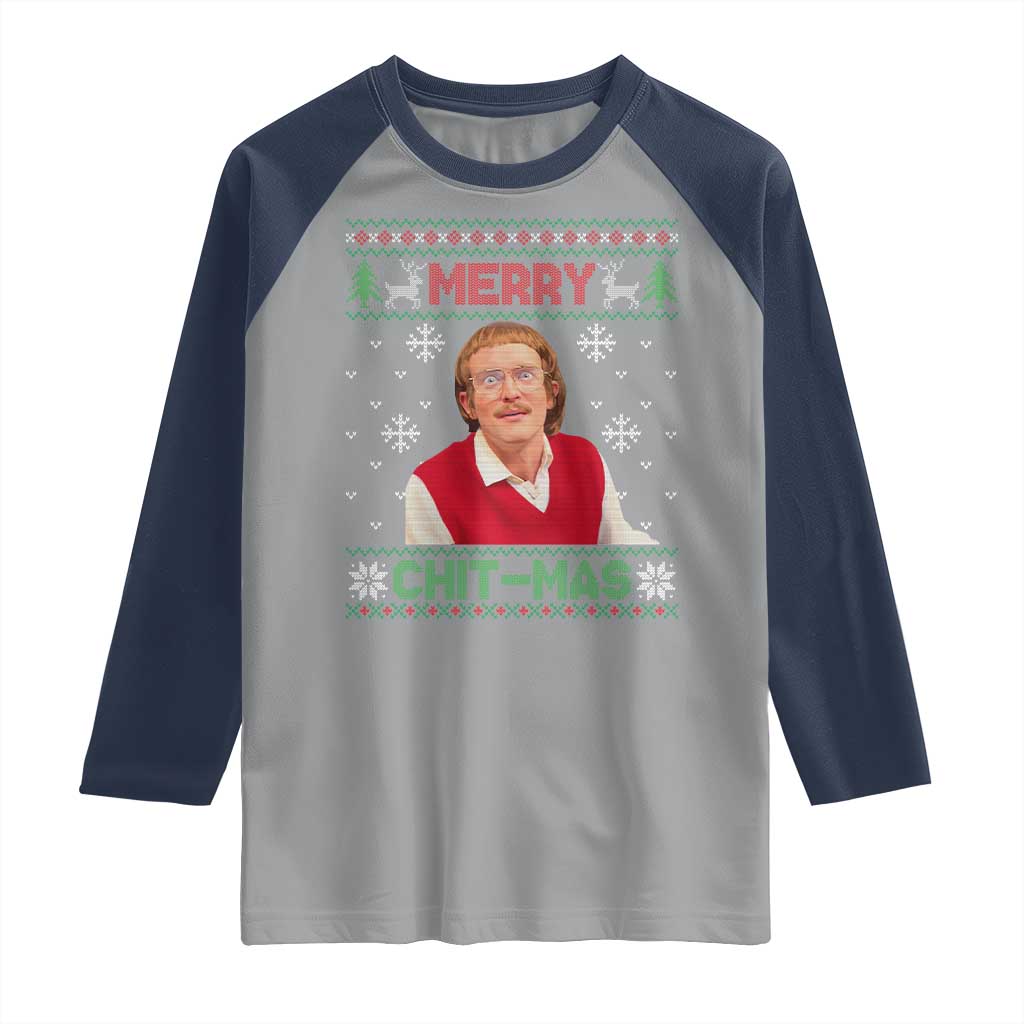 Funny Chit Christmas Merry Chit-Mas Raglan Shirt Retro Holiday Humor - Wonder Print Shop