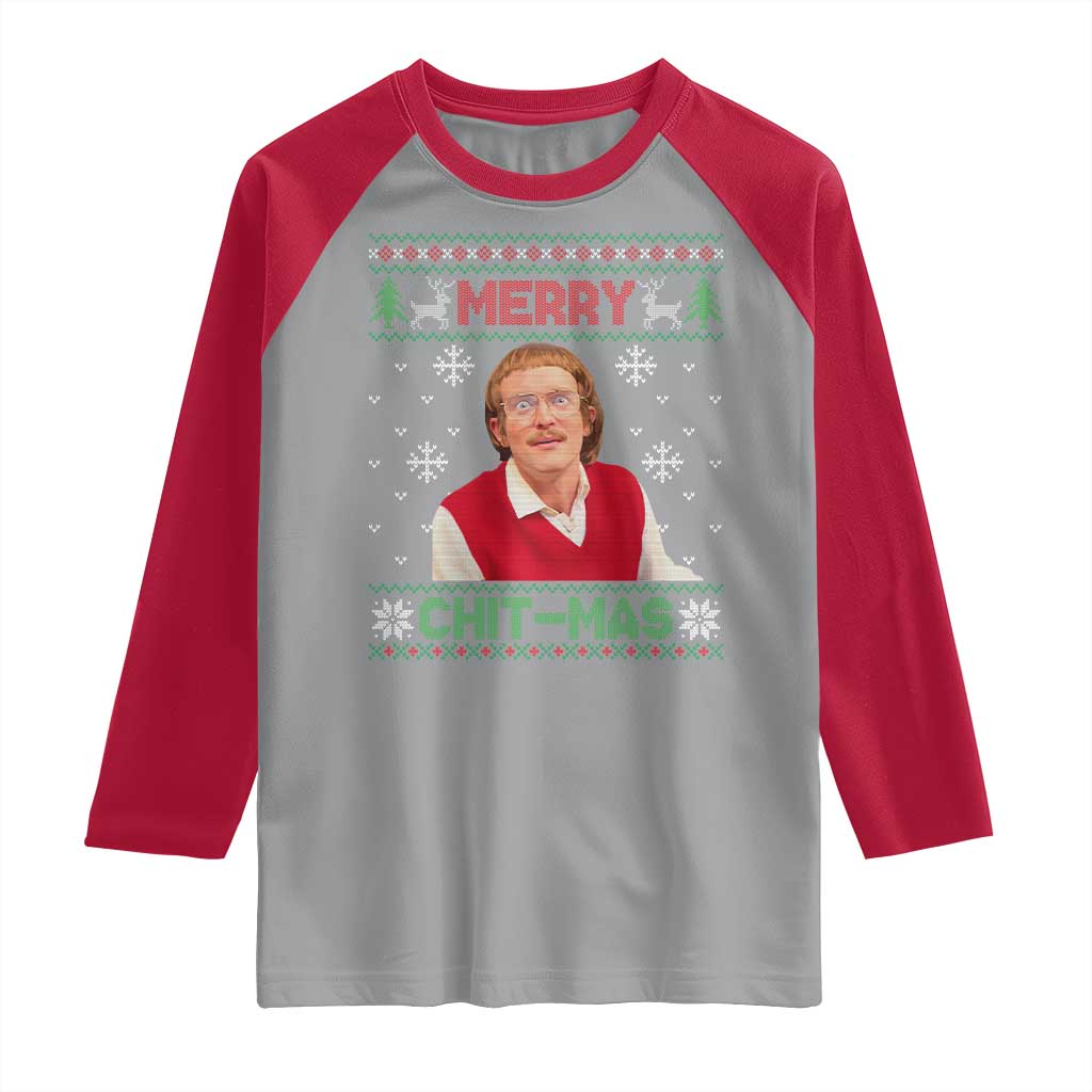 Funny Chit Christmas Merry Chit-Mas Raglan Shirt Retro Holiday Humor - Wonder Print Shop