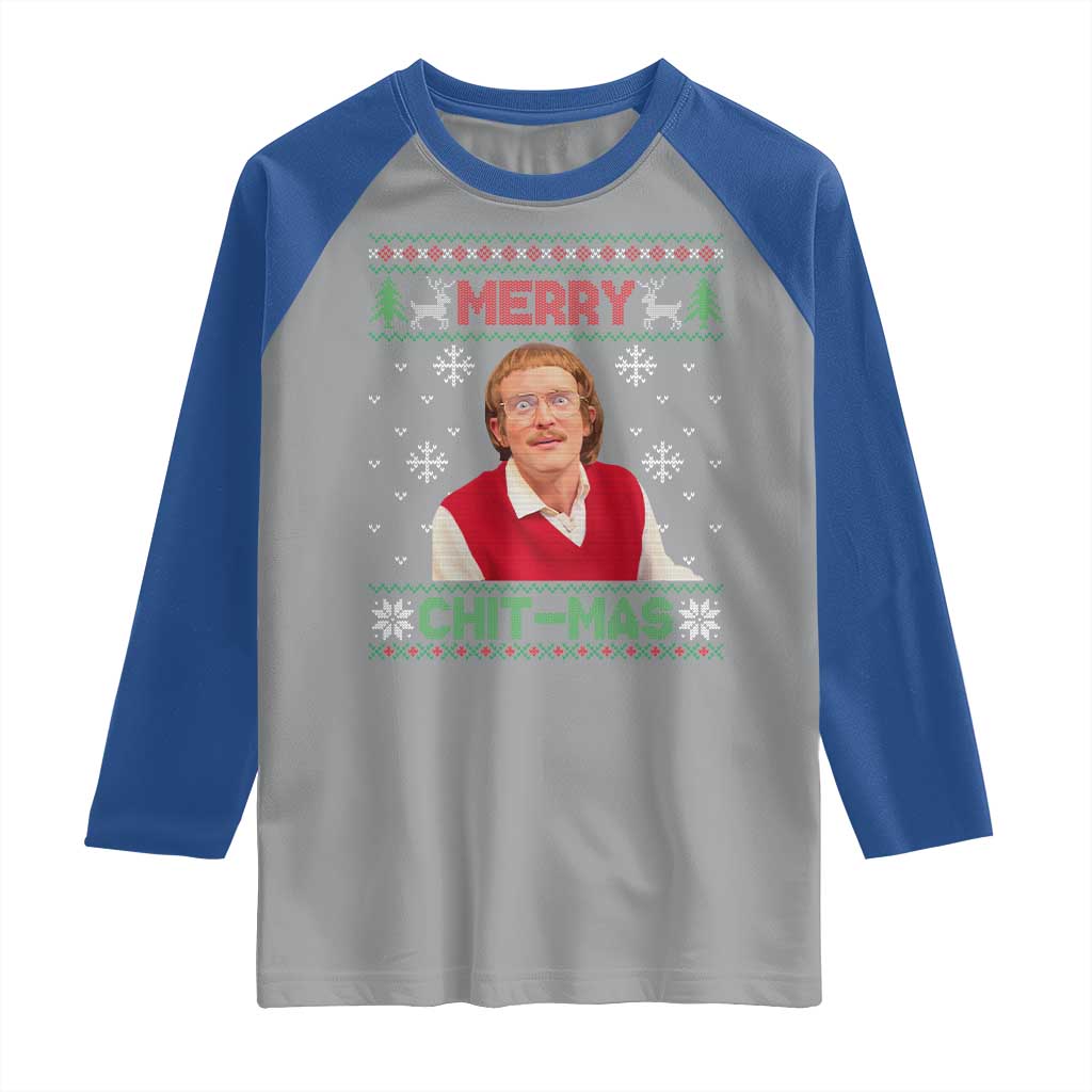 Funny Chit Christmas Merry Chit-Mas Raglan Shirt Retro Holiday Humor - Wonder Print Shop