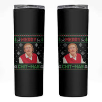 Funny Chit Christmas Merry Chit-Mas Skinny Tumbler Retro Holiday Humor - Wonder Print Shop