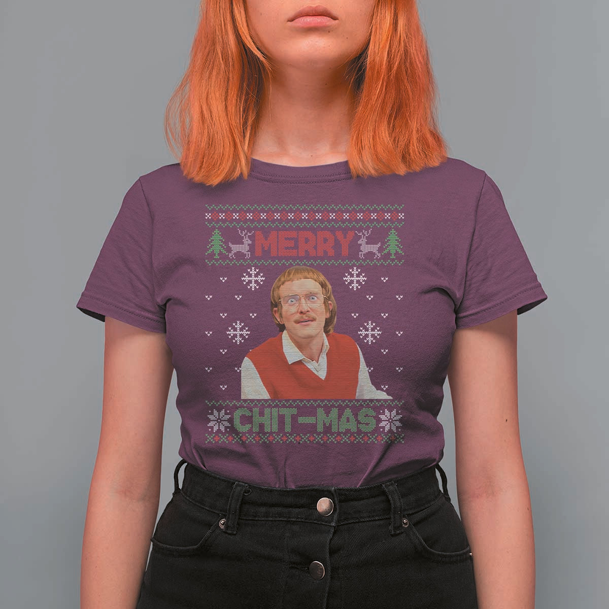 Funny Chit Christmas Merry Chit-Mas T Shirt For Women Retro Holiday Humor - Wonder Print Shop