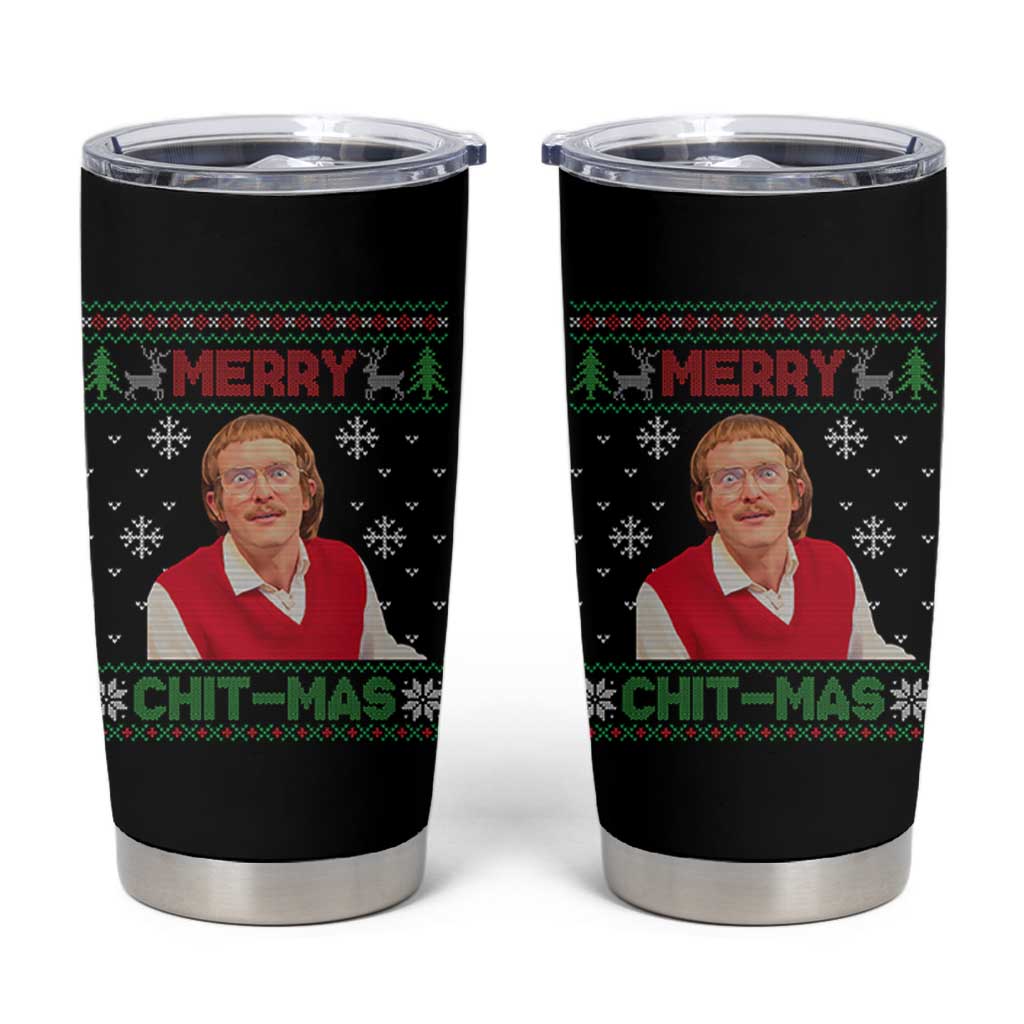 Funny Chit Christmas Merry Chit-Mas Tumbler Cup Retro Holiday Humor - Wonder Print Shop