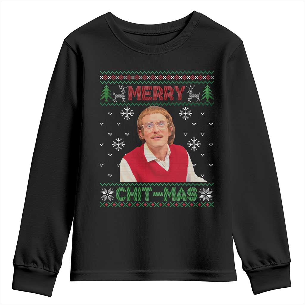 Funny Chit Christmas Merry Chit-Mas Youth Sweatshirt Retro Holiday Humor - Wonder Print Shop