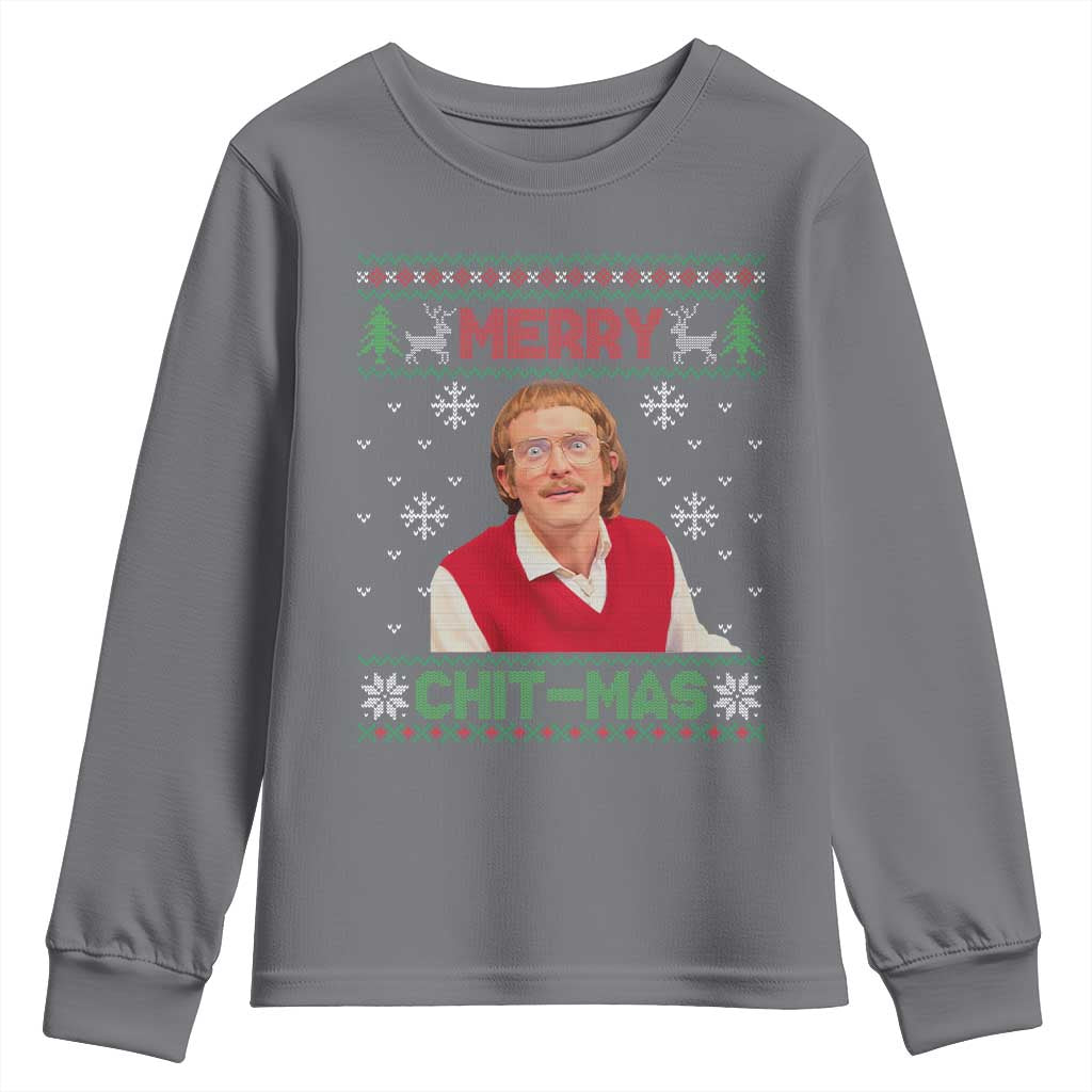 Funny Chit Christmas Merry Chit-Mas Youth Sweatshirt Retro Holiday Humor - Wonder Print Shop
