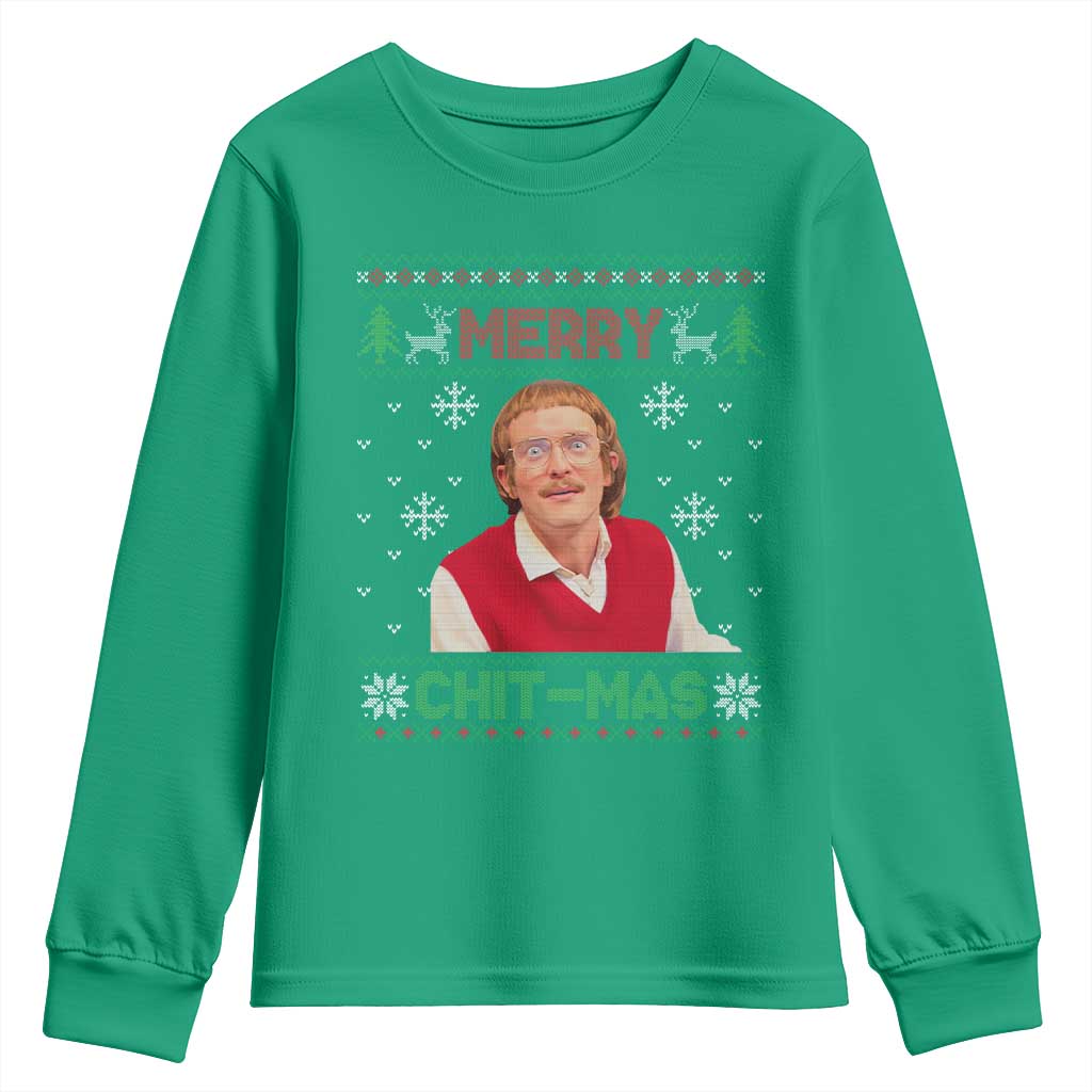 Funny Chit Christmas Merry Chit-Mas Youth Sweatshirt Retro Holiday Humor - Wonder Print Shop