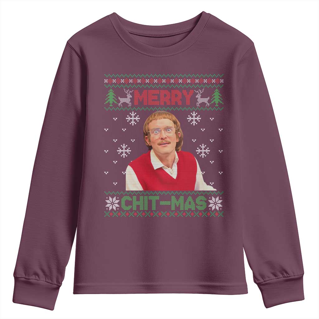 Funny Chit Christmas Merry Chit-Mas Youth Sweatshirt Retro Holiday Humor - Wonder Print Shop