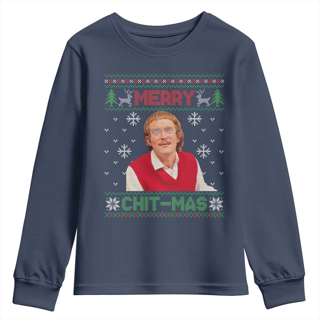 Funny Chit Christmas Merry Chit-Mas Youth Sweatshirt Retro Holiday Humor - Wonder Print Shop