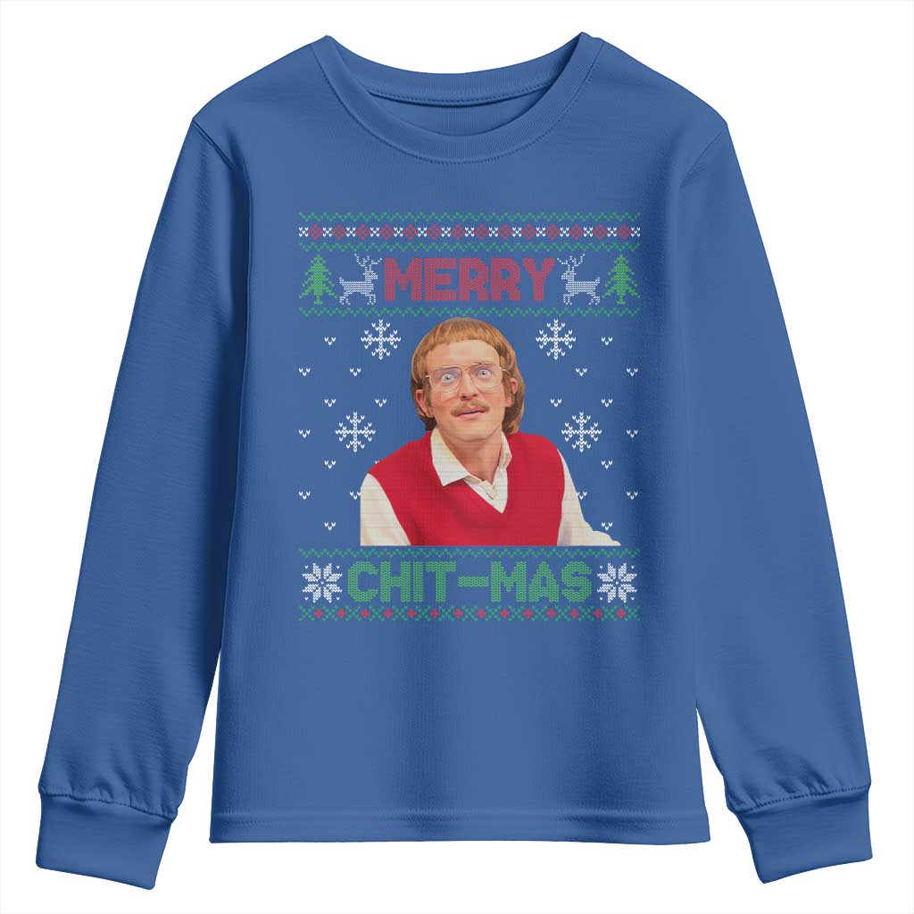 Funny Chit Christmas Merry Chit-Mas Youth Sweatshirt Retro Holiday Humor - Wonder Print Shop