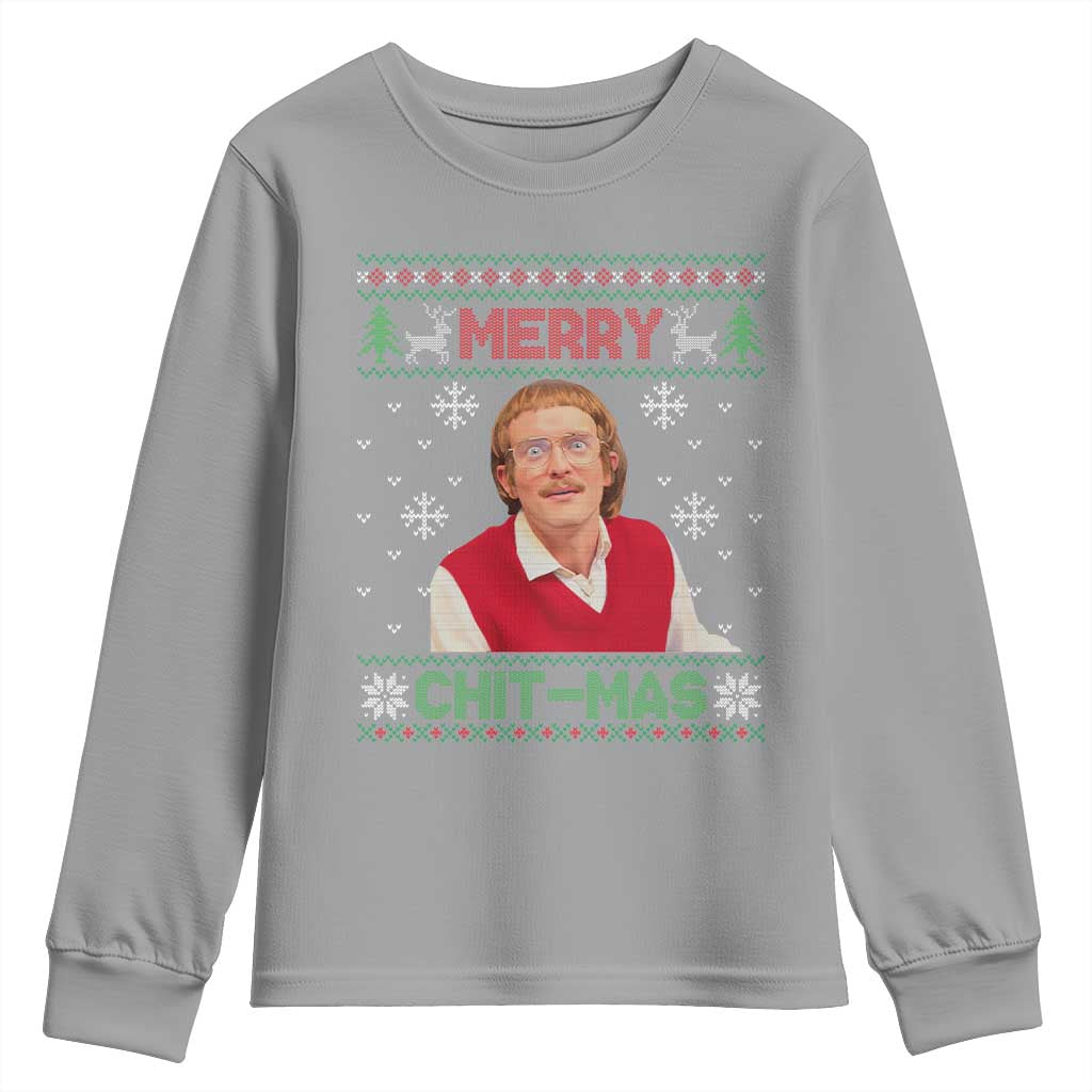 Funny Chit Christmas Merry Chit-Mas Youth Sweatshirt Retro Holiday Humor - Wonder Print Shop