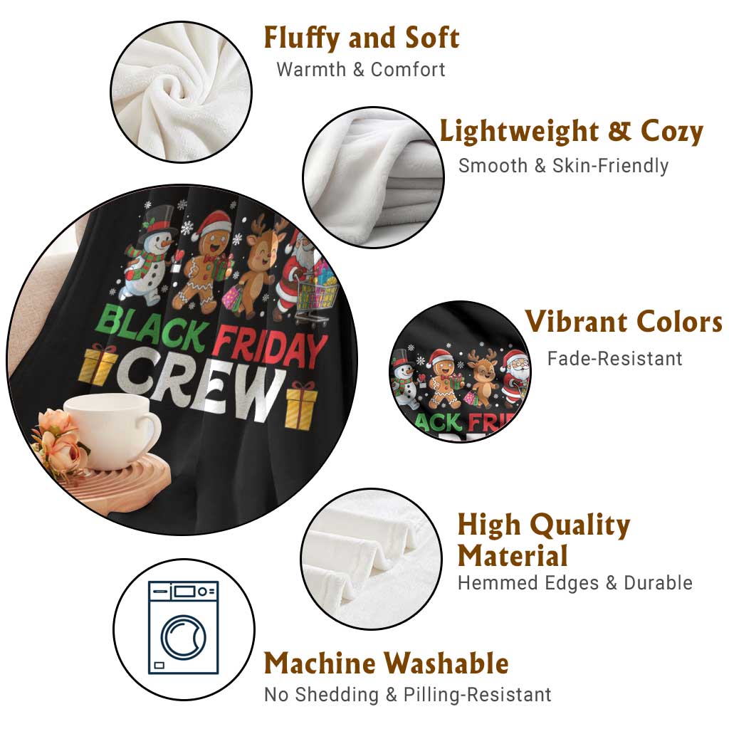 Black Friday Crew Christmas Throw Blanket Funny Holiday Shopping Squad - Wonder Print Shop