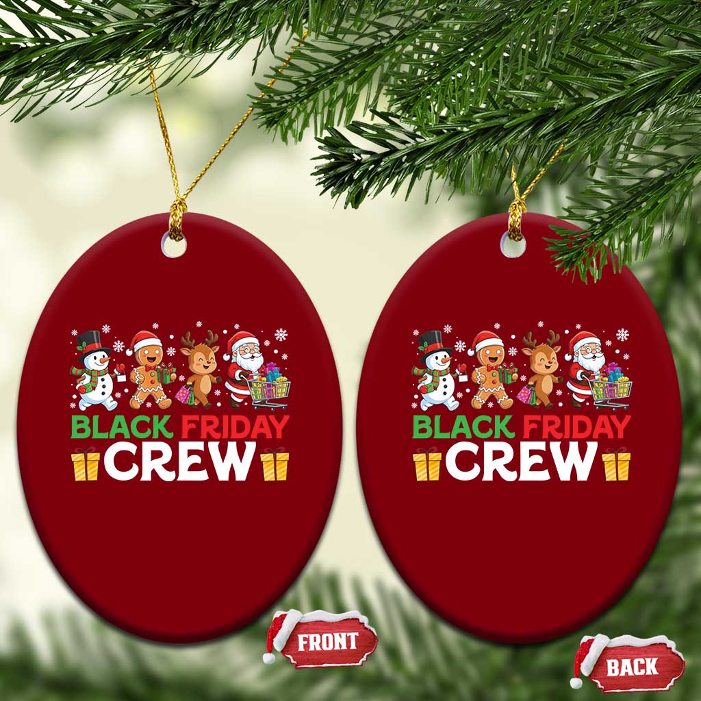 Black Friday Crew Christmas Ceramic Ornament Funny Holiday Shopping Squad - Wonder Print Shop