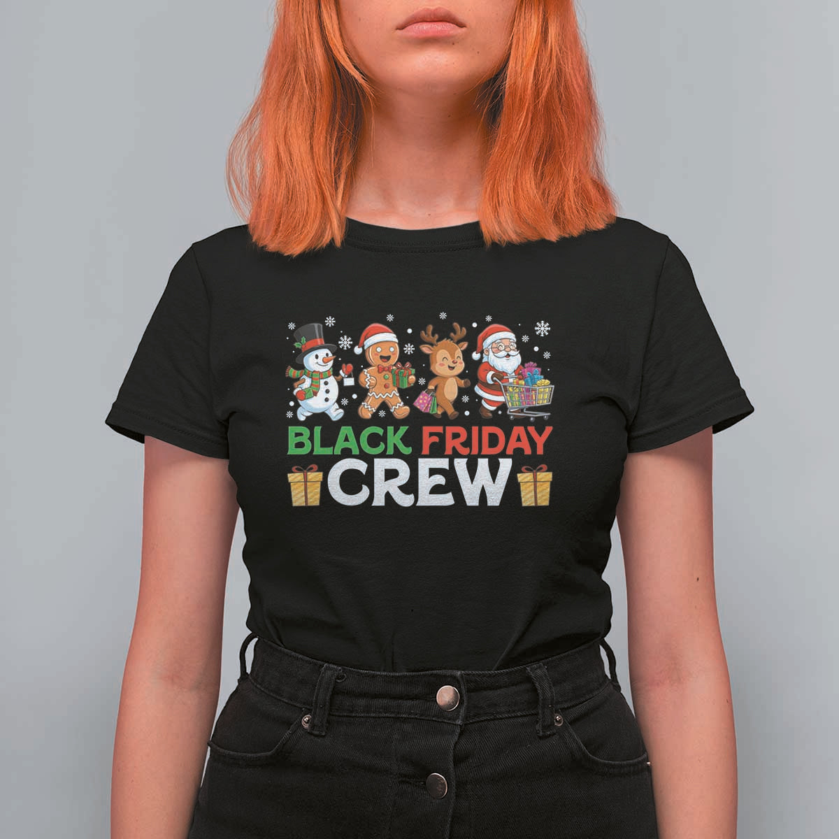 Black Friday Crew Christmas T Shirt For Women Funny Holiday Shopping Squad - Wonder Print Shop