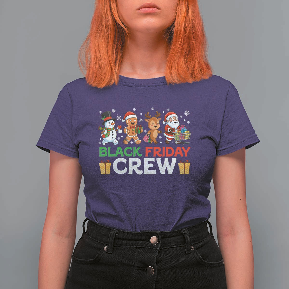 Black Friday Crew Christmas T Shirt For Women Funny Holiday Shopping Squad - Wonder Print Shop