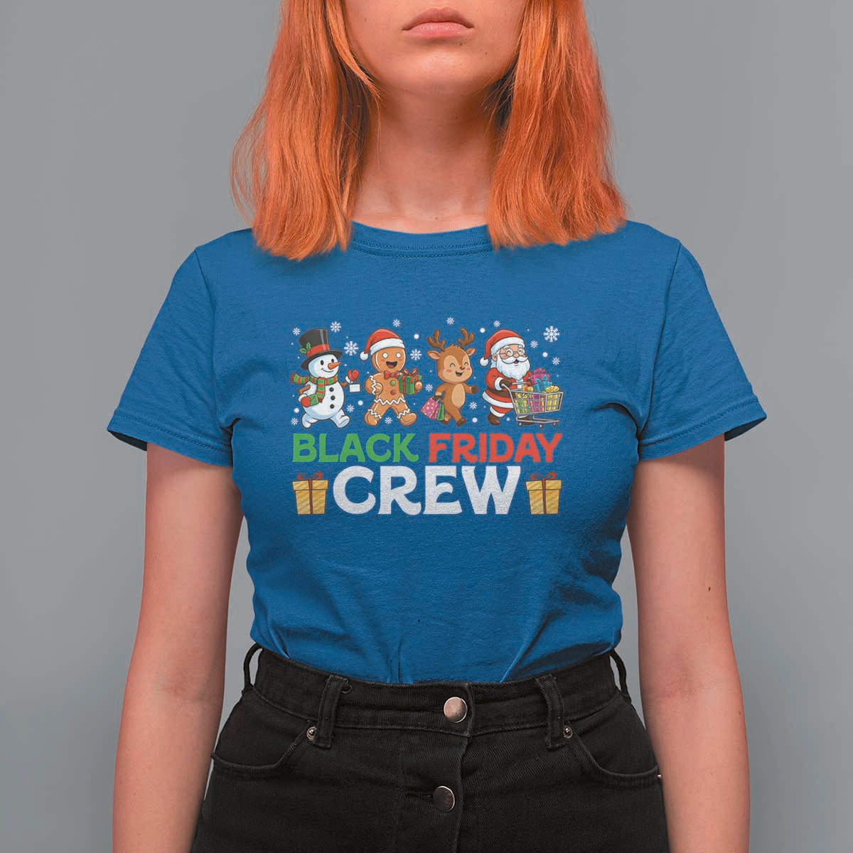 Black Friday Crew Christmas T Shirt For Women Funny Holiday Shopping Squad - Wonder Print Shop