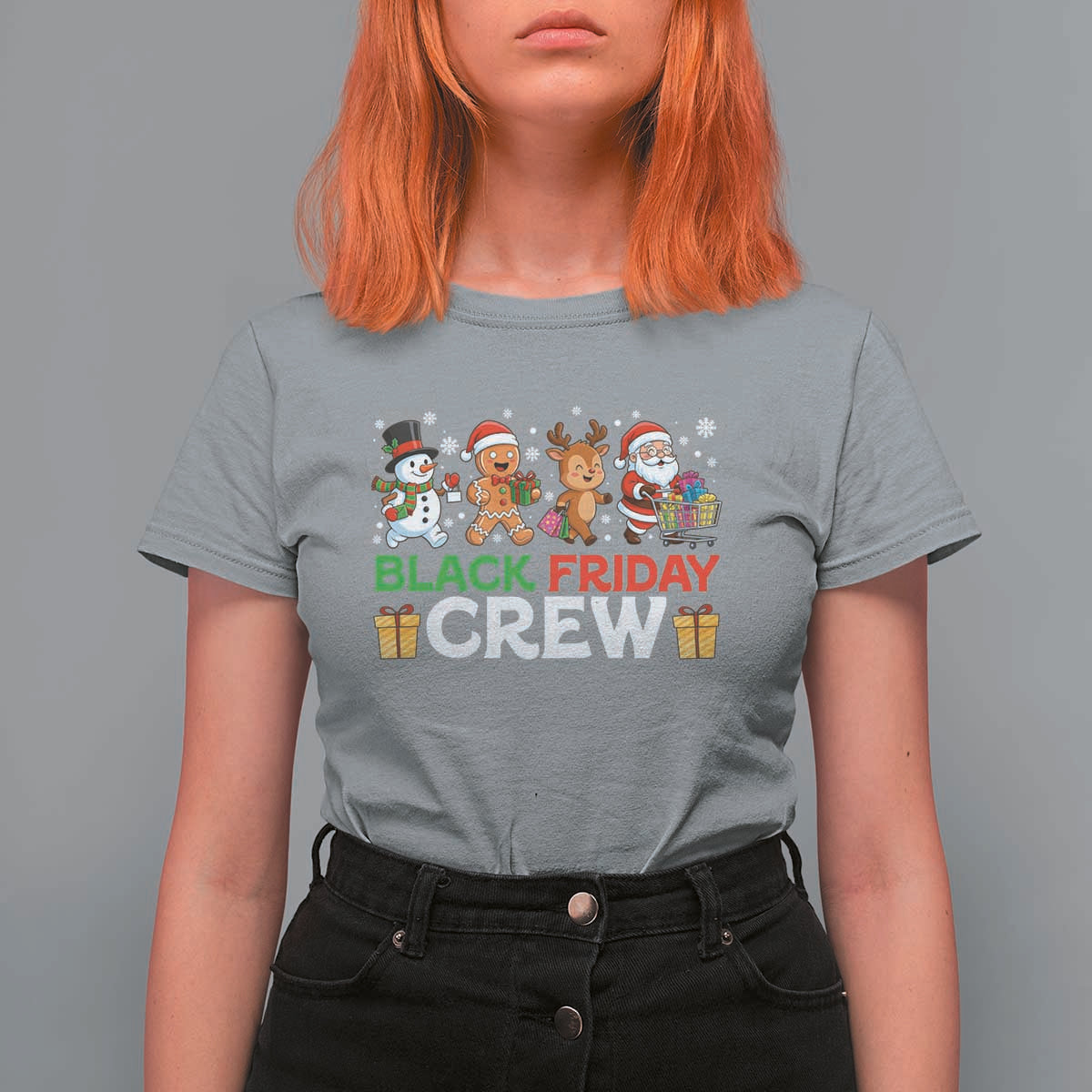 Black Friday Crew Christmas T Shirt For Women Funny Holiday Shopping Squad - Wonder Print Shop