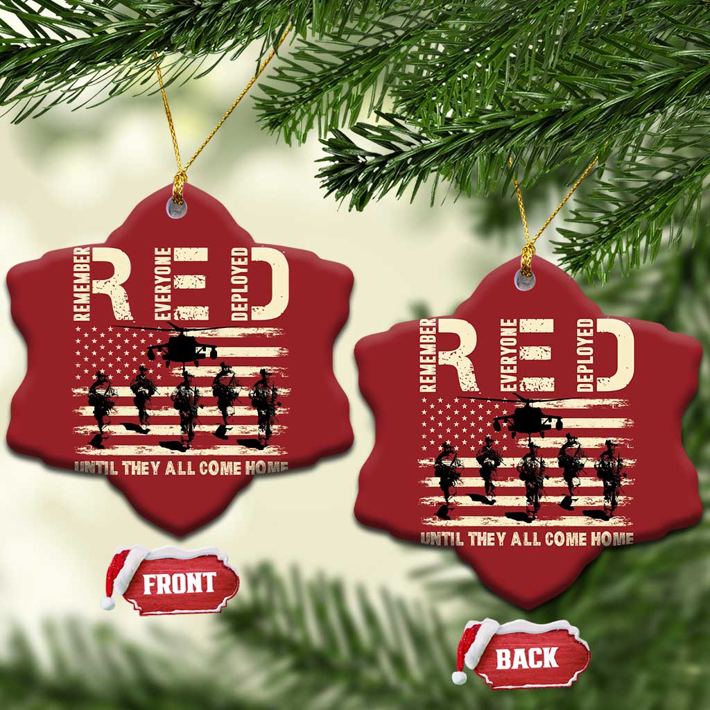 Red Friday Christmas Ornament R.E.D Until They All Come Home Support American Troops US Flag - Wonder Print Shop