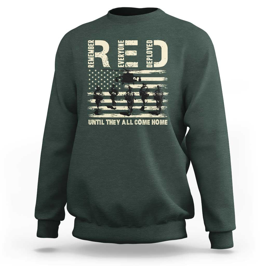 Red Friday Sweatshirt R.E.D Until They All Come Home Support American Troops US Flag - Wonder Print Shop