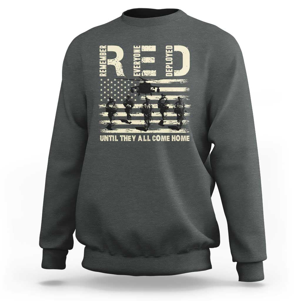 Red Friday Sweatshirt R.E.D Until They All Come Home Support American Troops US Flag - Wonder Print Shop