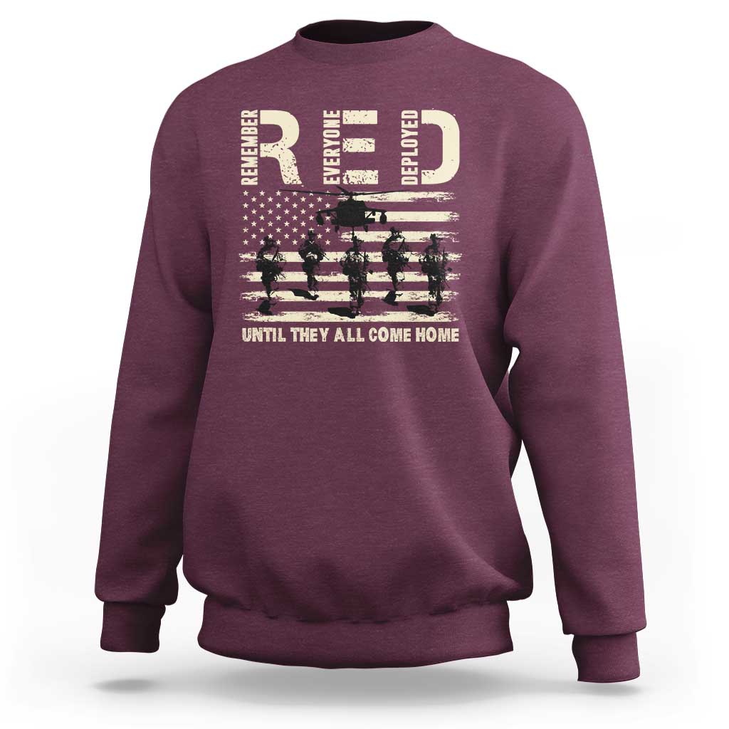 Red Friday Sweatshirt R.E.D Until They All Come Home Support American Troops US Flag - Wonder Print Shop