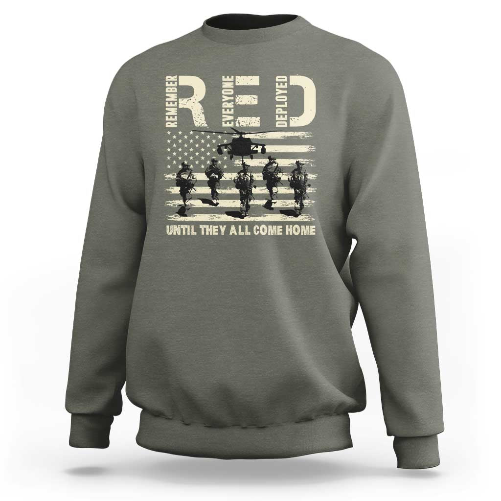 Red Friday Sweatshirt R.E.D Until They All Come Home Support American Troops US Flag - Wonder Print Shop