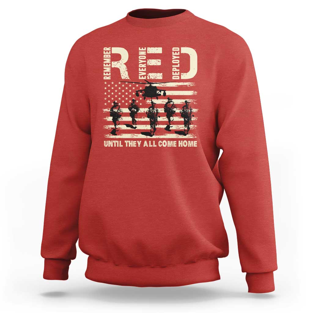 Red Friday Sweatshirt R.E.D Until They All Come Home Support American Troops US Flag - Wonder Print Shop