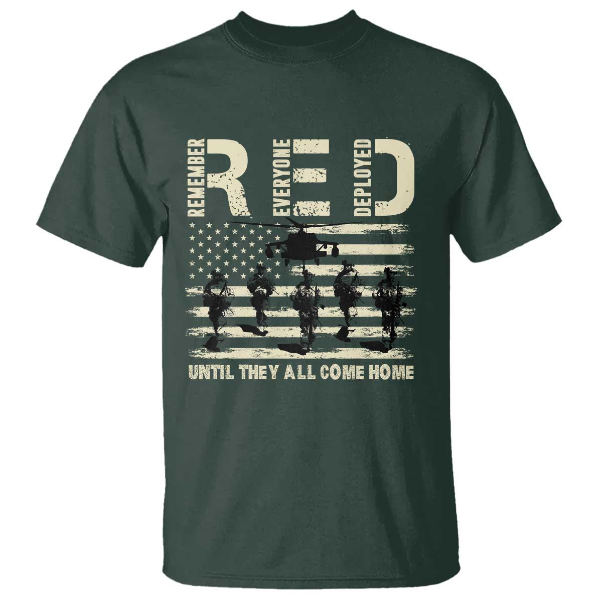 Red Friday T Shirt R.E.D Until They All Come Home Support American Troops US Flag - Wonder Print Shop