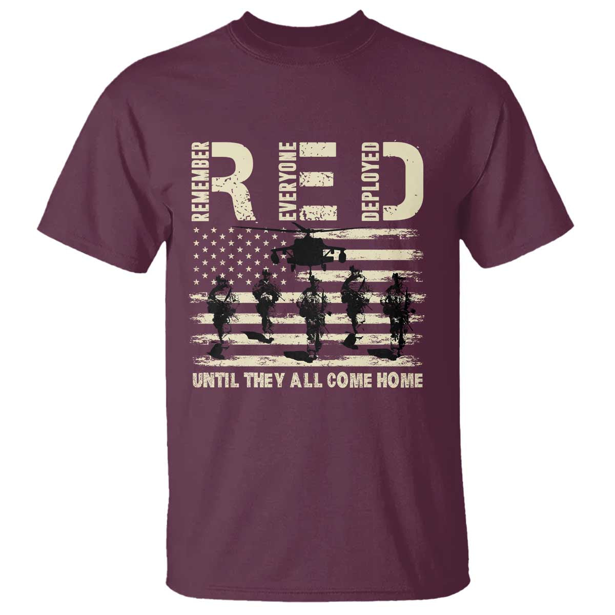 Red Friday T Shirt R.E.D Until They All Come Home Support American Troops US Flag - Wonder Print Shop