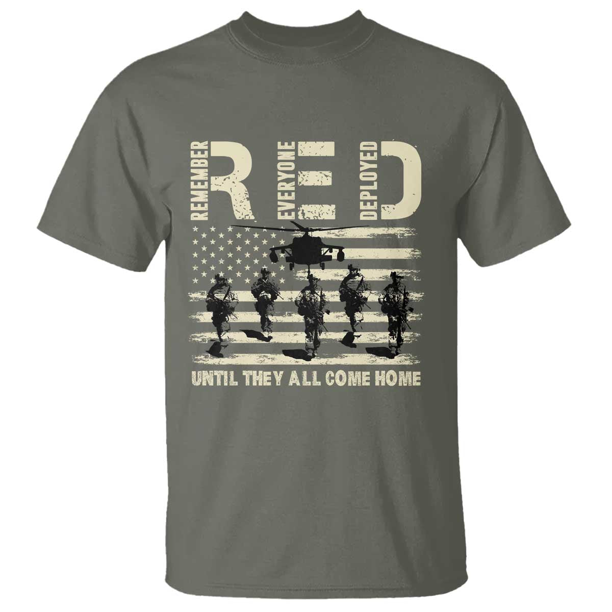 Red Friday T Shirt R.E.D Until They All Come Home Support American Troops US Flag - Wonder Print Shop