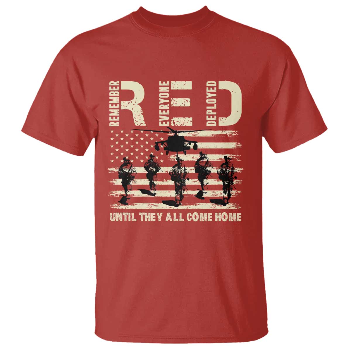 Red Friday T Shirt R.E.D Until They All Come Home Support American Troops US Flag - Wonder Print Shop