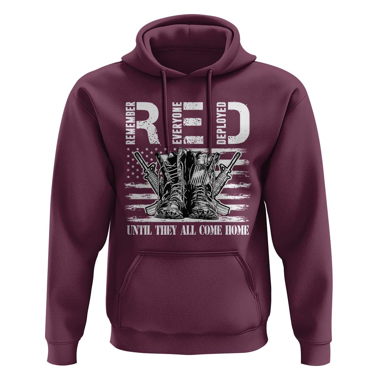 Red Friday Hoodie R.E.D Until They All Come Home Support Troops Military Combat Boots - Wonder Print Shop