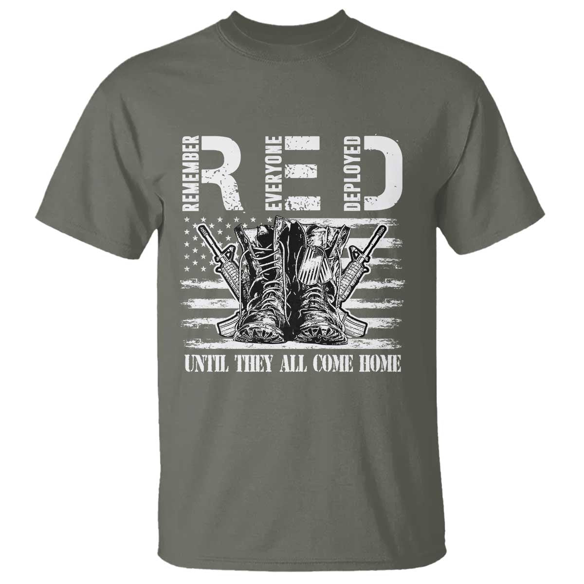 Red Friday T Shirt R.E.D Until They All Come Home Support Troops Military Combat Boots - Wonder Print Shop