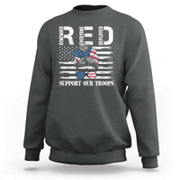 Red Friday Sweatshirt R.E.D Remember Everyone Deployed American Flag Messy Bun - Wonder Print Shop