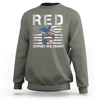 Red Friday Sweatshirt R.E.D Remember Everyone Deployed American Flag Messy Bun - Wonder Print Shop