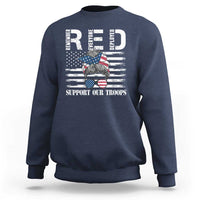Red Friday Sweatshirt R.E.D Remember Everyone Deployed American Flag Messy Bun - Wonder Print Shop