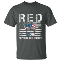 Red Friday T Shirt R.E.D Remember Everyone Deployed American Flag Messy Bun - Wonder Print Shop