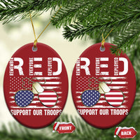 Red Friday Christmas Ornament R.E.D Remember Everyone Deployed American Flag Glasses Dog Tag - Wonder Print Shop