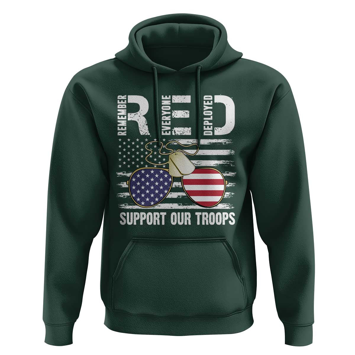 Red Friday Hoodie R.E.D Remember Everyone Deployed American Flag Glasses Dog Tag - Wonder Print Shop