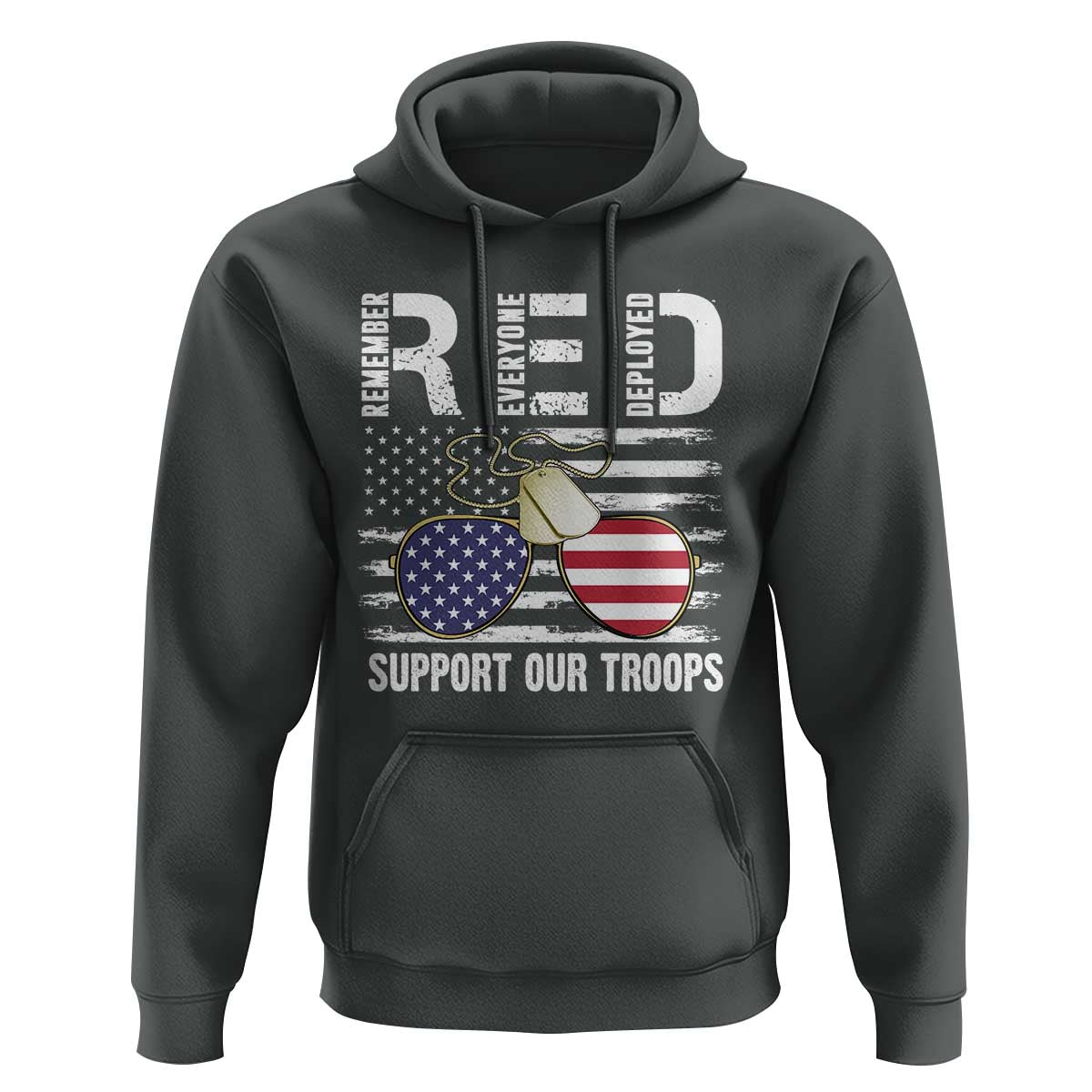 Red Friday Hoodie R.E.D Remember Everyone Deployed American Flag Glasses Dog Tag - Wonder Print Shop