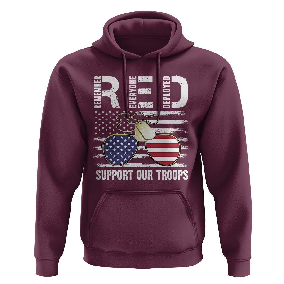 Red Friday Hoodie R.E.D Remember Everyone Deployed American Flag Glasses Dog Tag - Wonder Print Shop