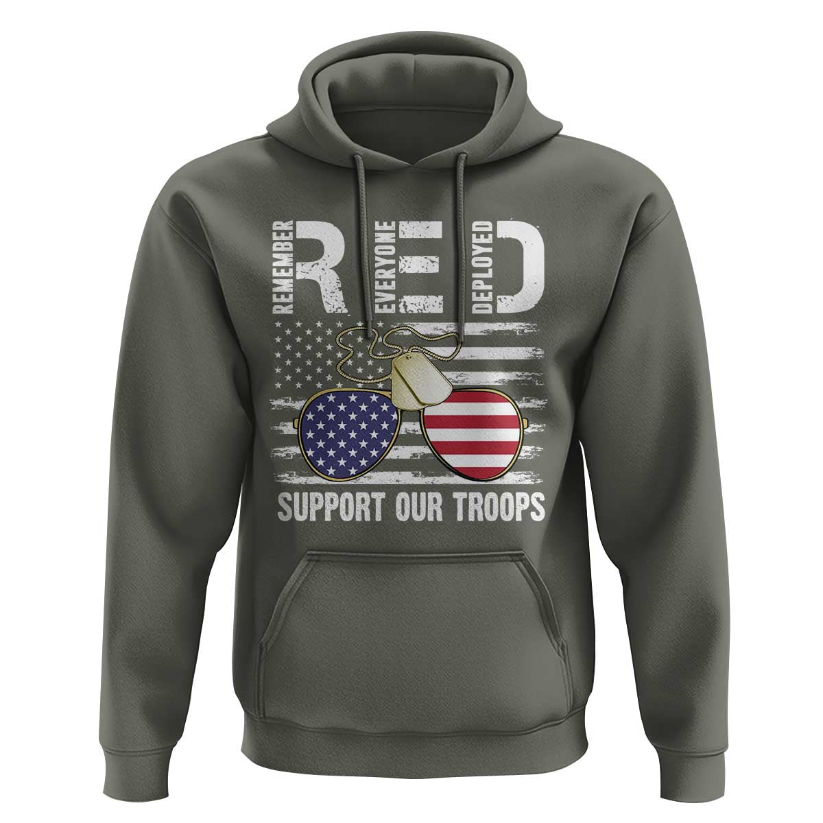 Red Friday Hoodie R.E.D Remember Everyone Deployed American Flag Glasses Dog Tag - Wonder Print Shop
