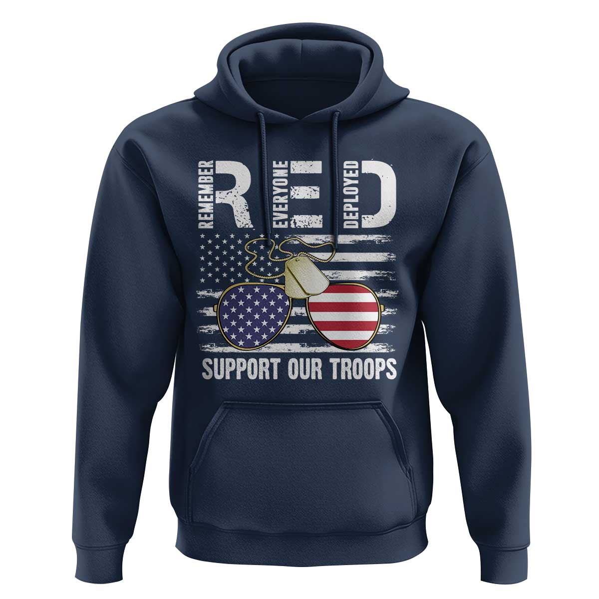 Red Friday Hoodie R.E.D Remember Everyone Deployed American Flag Glasses Dog Tag - Wonder Print Shop
