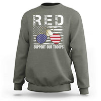 Red Friday Sweatshirt R.E.D Remember Everyone Deployed American Flag Glasses Dog Tag - Wonder Print Shop