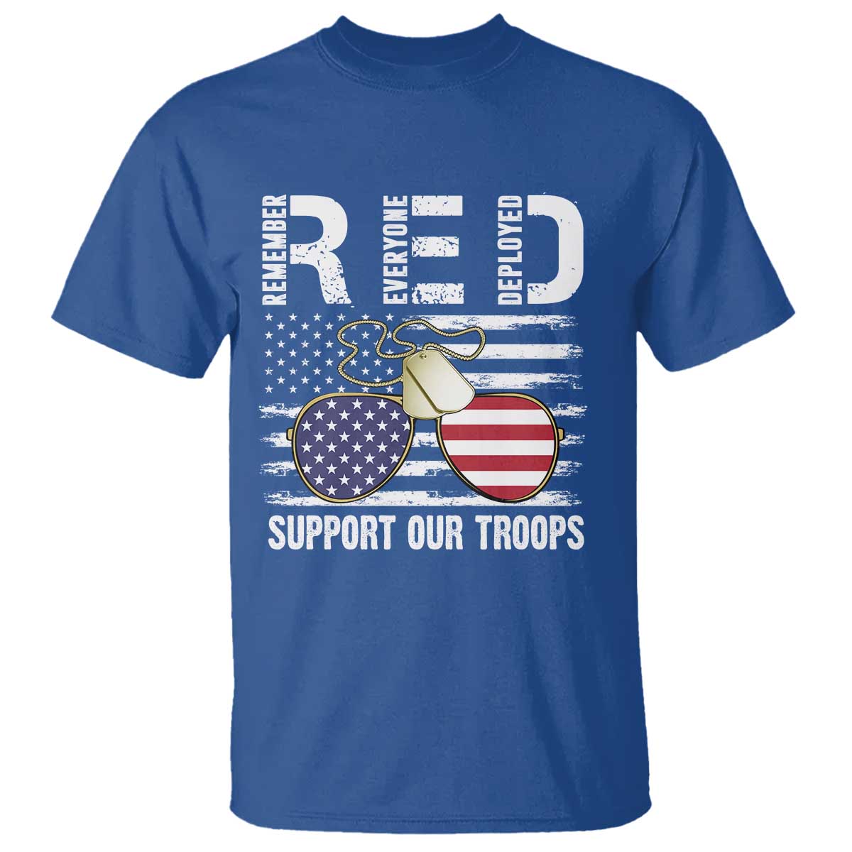 Red Friday T Shirt R.E.D Remember Everyone Deployed American Flag Glasses Dog Tag - Wonder Print Shop