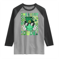 Retro St Patrick's Day Raglan Shirt One Lucky Dude Green Checkered Heart Groovy