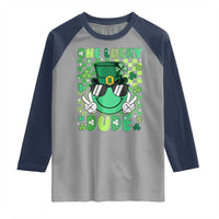 Retro St Patrick's Day Raglan Shirt One Lucky Dude Green Checkered Heart Groovy