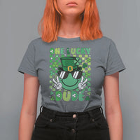 Retro St Patrick's Day T Shirt For Women One Lucky Dude Green Checkered Heart Groovy